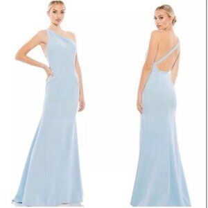 NWT Ieena Mac Duggal Formal Dress Size 8 Powder Blue One Shoulder Backless 26266